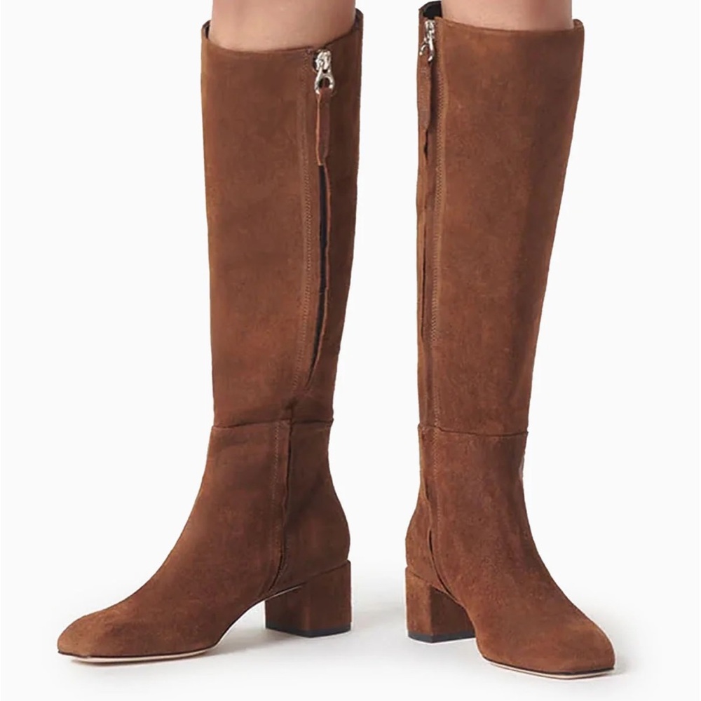 Aeyde Laura Brown Suede Knee High Boots Size 39
